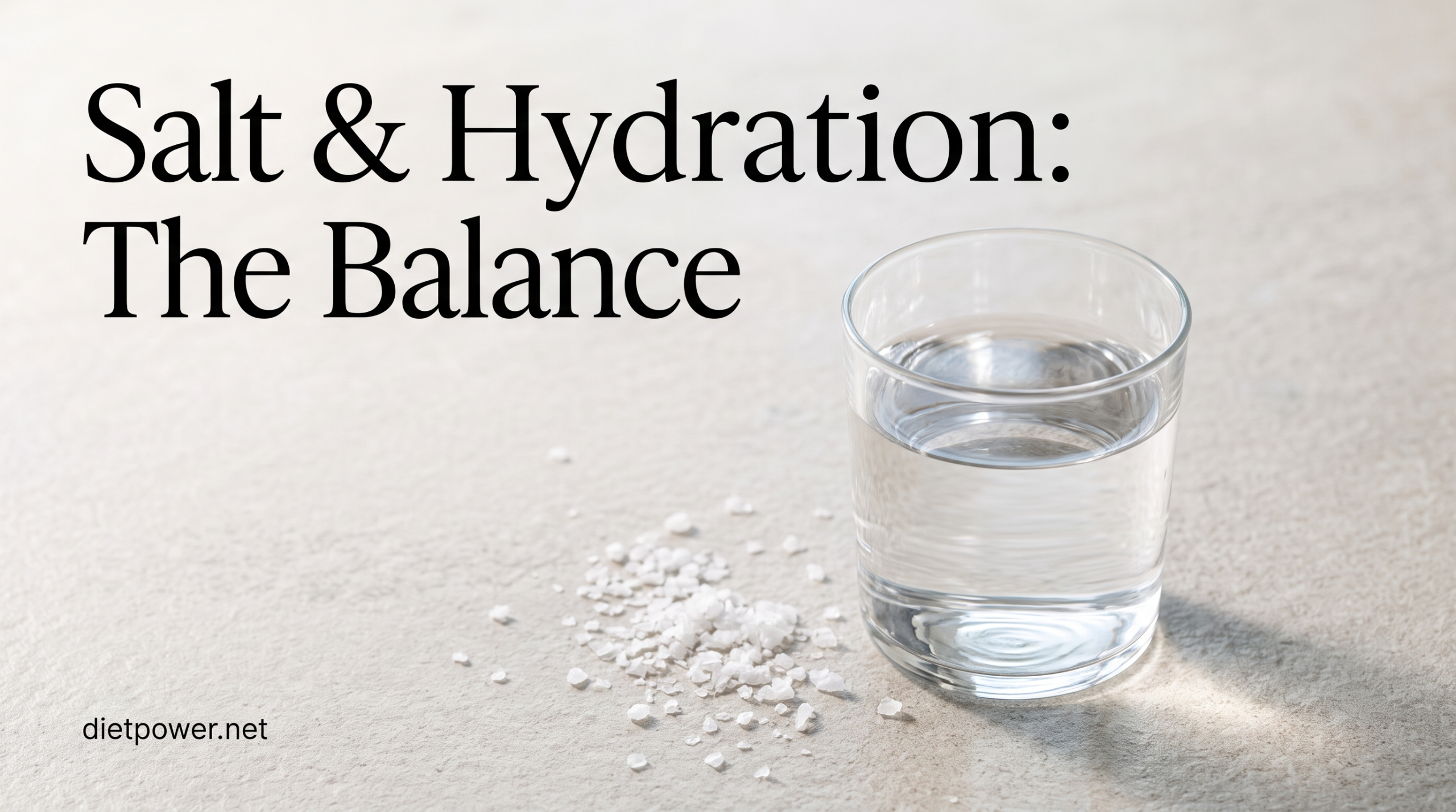 Glass of electrolyte salt water during a fast on a minimalist counter